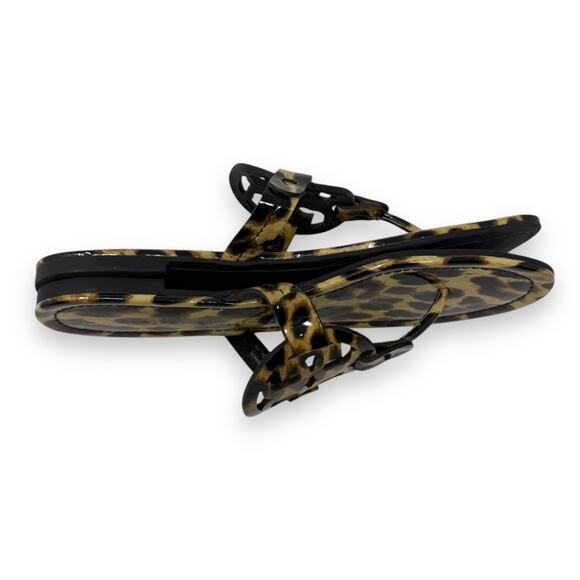 Tory Burch Patent Leather Leopard Slip On Miller Thong Sandal Black 7 Women’s - Picture 9 of 13